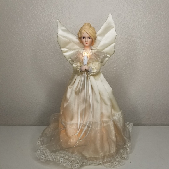 Noma Soft Glo 10 Light Porcelain Angel Holiday Christmas Tree Topper 12" - Picture 10 of 10